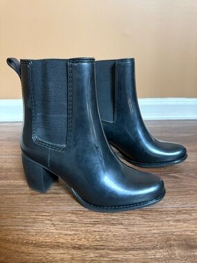 Jeffrey Campbell Havana Last Glossy Black Waterproof Chelsea Ankle Rainboots
